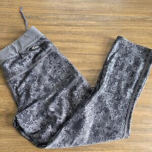 Nike Dri-FIT Cropped Running Leggings Black/Gray digital Print Pattern Wn's Sm